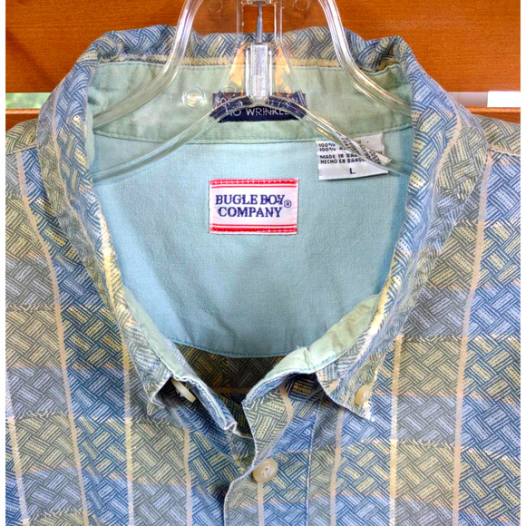 Vintage Bugle Boy Shirt Men's Large Geometric Long Sleeve Button Up 90's - Picture 4 of 9